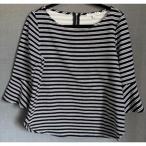 Green Envelope Los Angeles Top Women Size Large Blue‎ Striped Bell Sleeve Casual